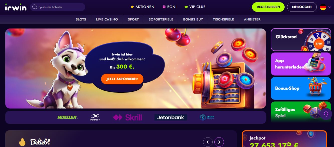 Fordere deinen Willkommensbonus bis 300 Euro bei Irwin an